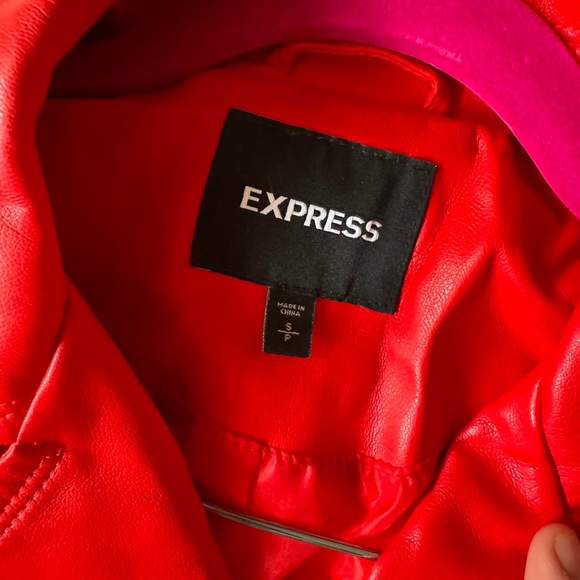 Red Vegan Leather Jacket - Picture 4 of 6